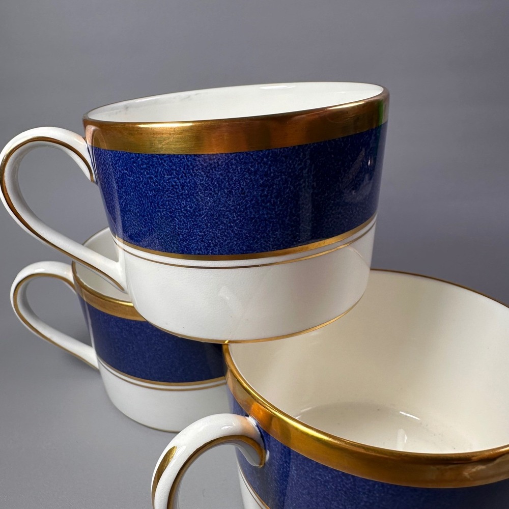 Coalport Athlone Blue‎ Bone China Coffee Cups Gold Trim England Set of 3 - Picture 10 of 11